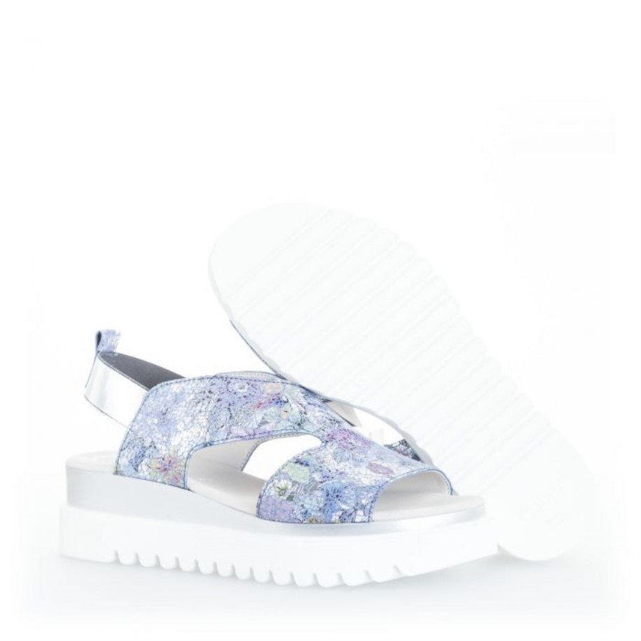 Gabor 23612.36 - Blue Metallic Flowers Leather