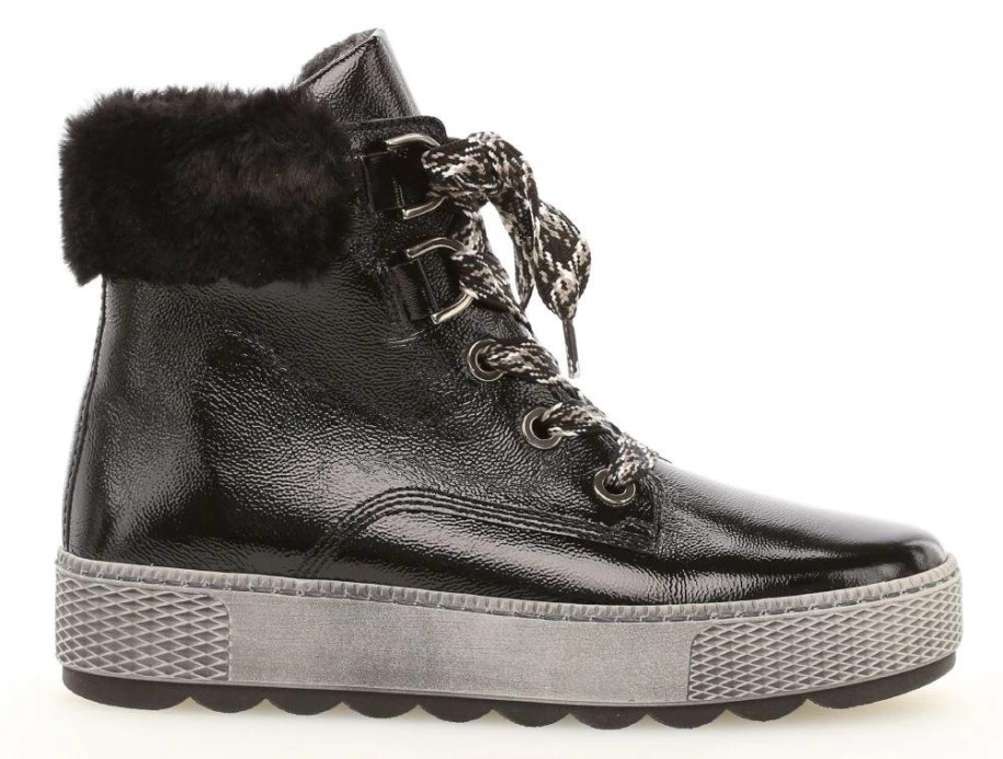 Gabor 36.565-97 - Hi Top Lace Patent Leather Black