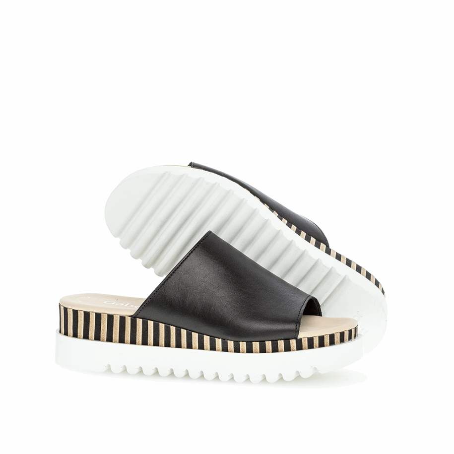 Black/Natural Gabor Platform Slipon Sandal