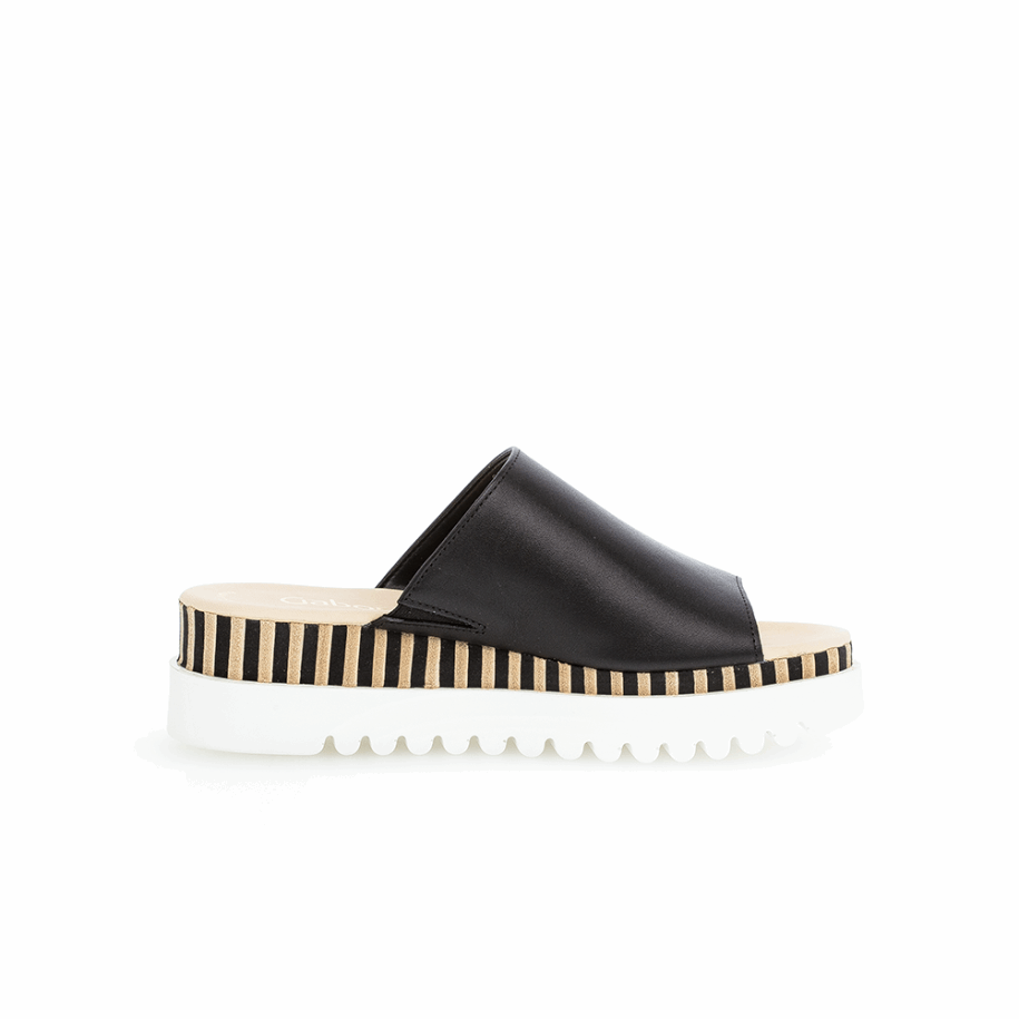 Black/Natural Gabor Platform Slipon Sandal