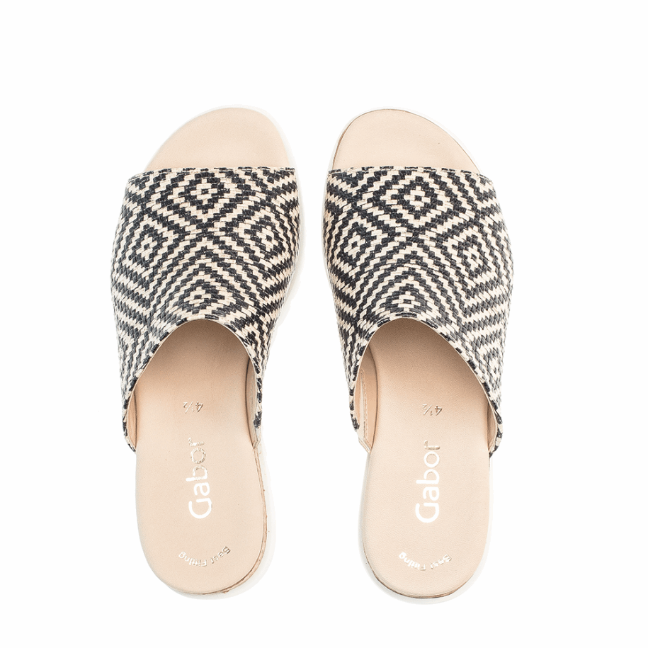 Black Platform Slipon Sandal Gabor