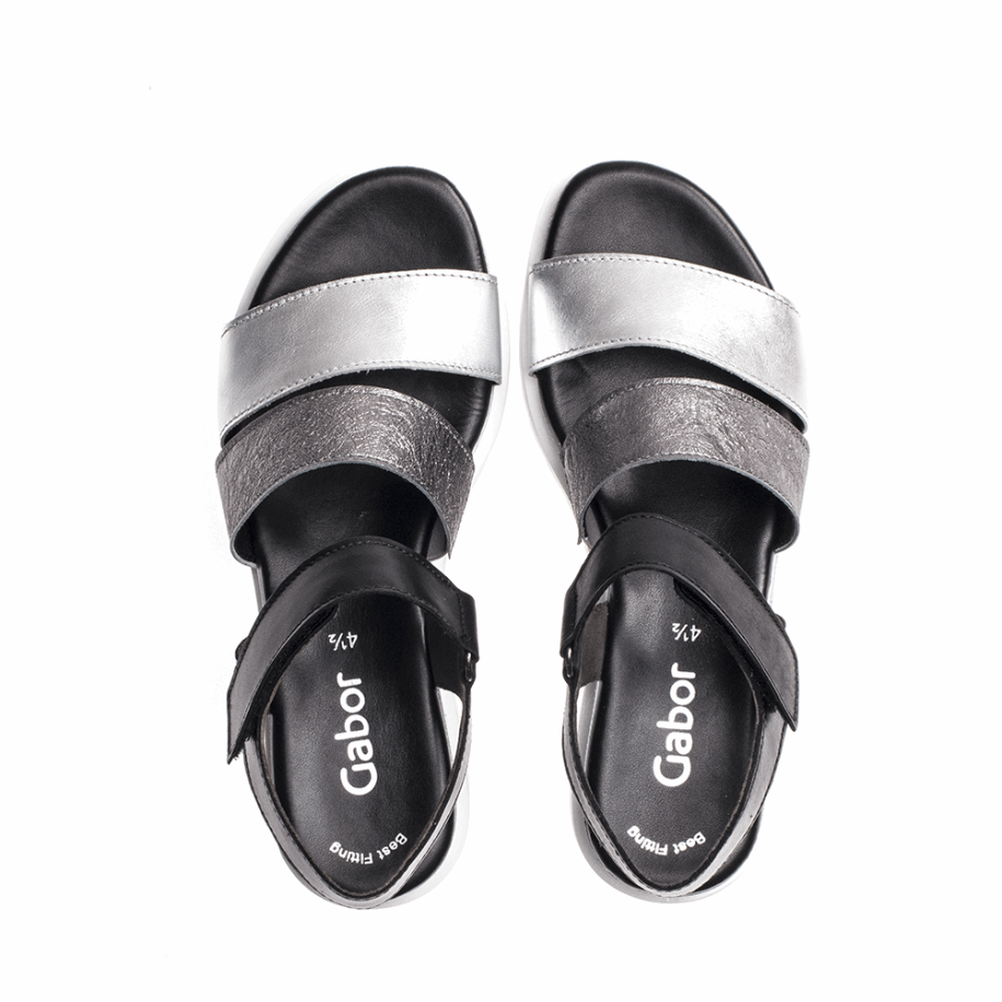 Gabor Anklestrap Sandal Black/Silver