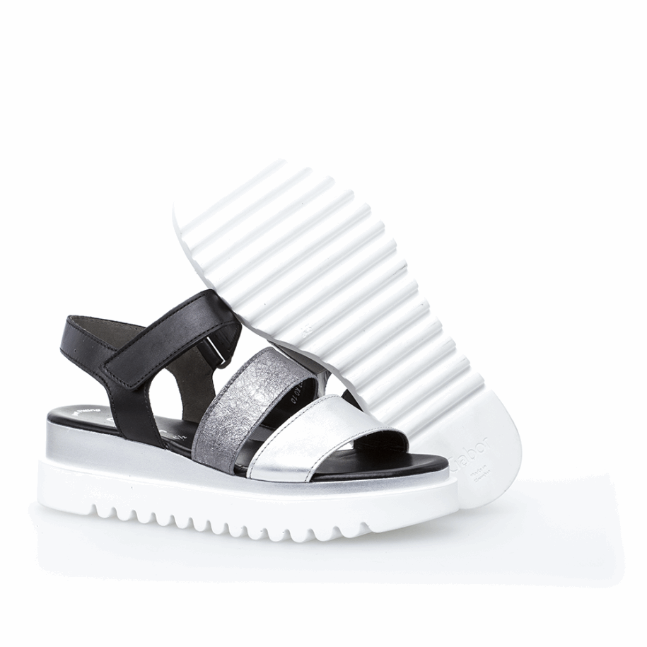 Gabor Anklestrap Sandal Black/Silver