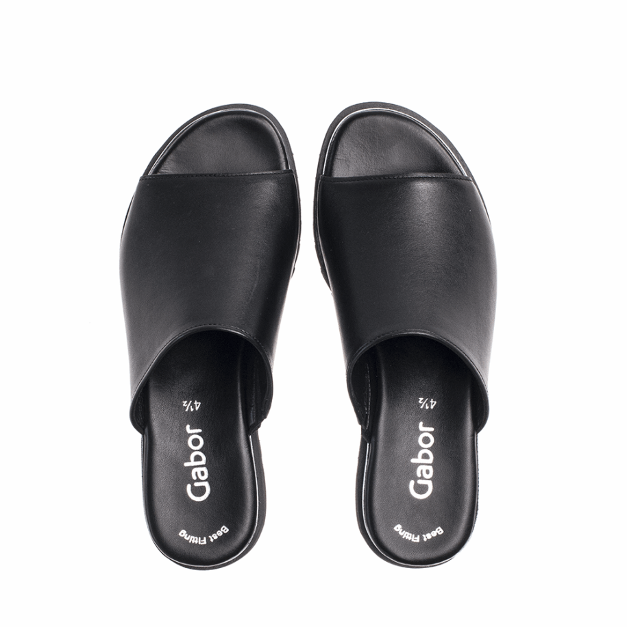 Gabor Black Platform Slipon Sandal