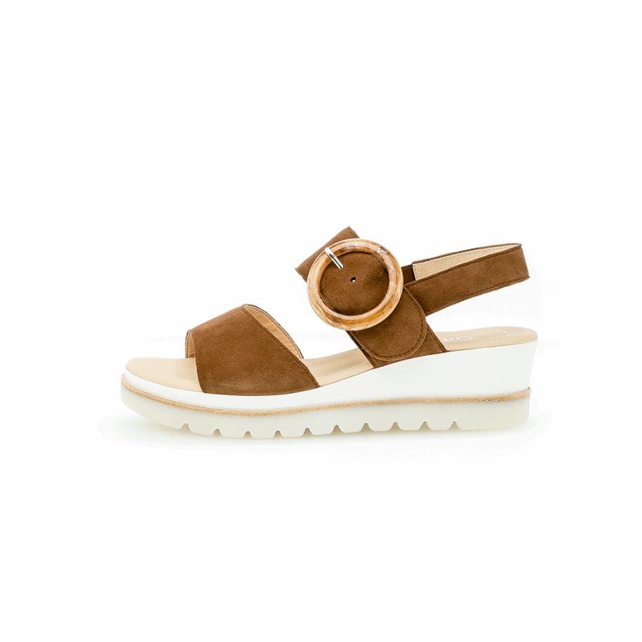 Wedge Ankle Strap Sandal New Whisky Gabor