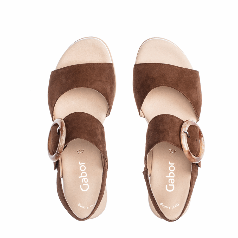 Wedge Ankle Strap Sandal New Whisky Gabor