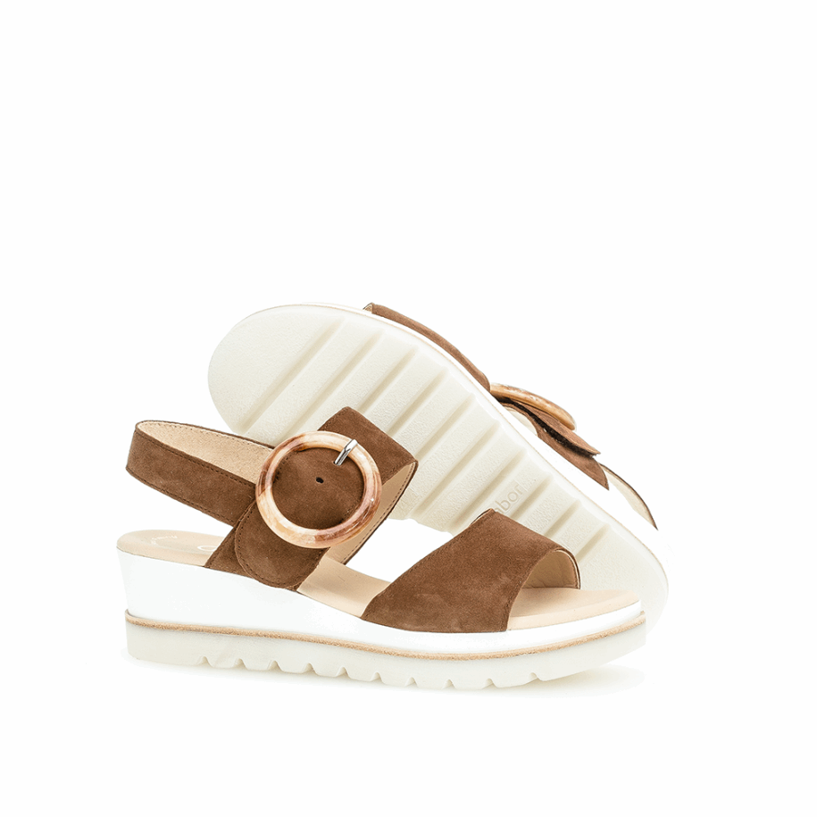 Wedge Ankle Strap Sandal New Whisky Gabor