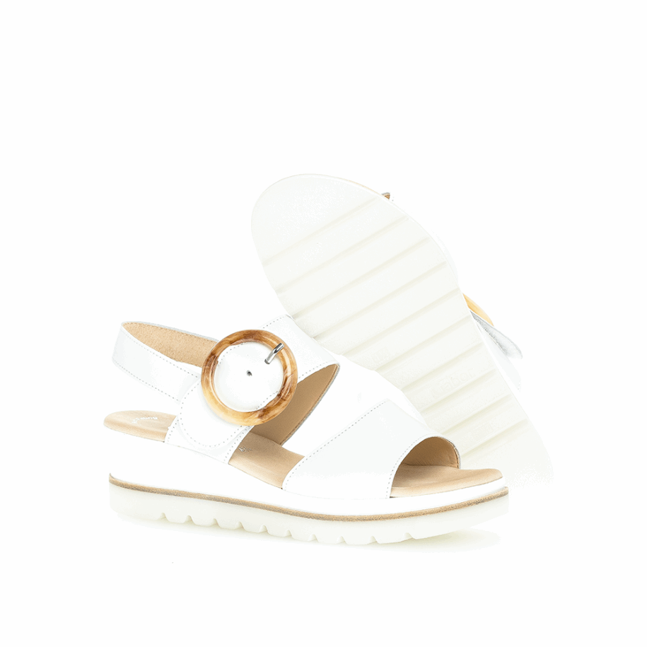Wedge Ankle Strap Sandal White Gabor