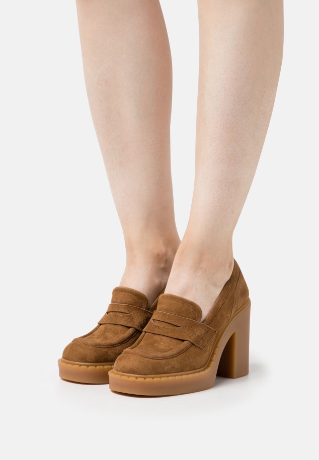 Cognac Gabor Platform Heels