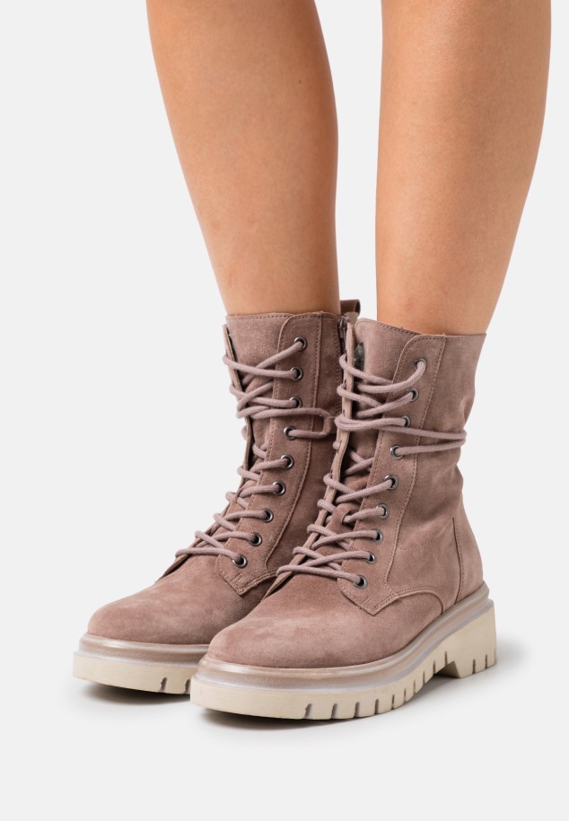 Dark Nude Gabor Lace-Up Ankle Boots