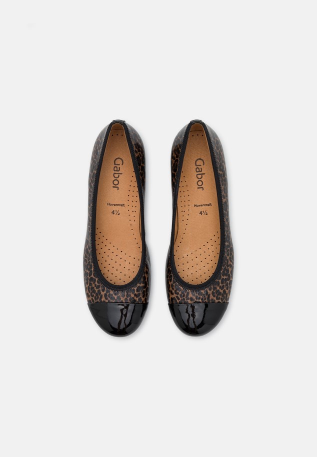 Black/Leopard Gabor Ballet Pumps