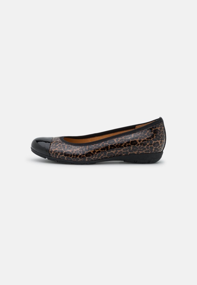 Black/Leopard Gabor Ballet Pumps