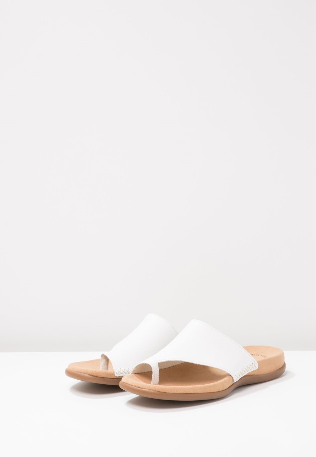 White Gabor T-Bar Sandals