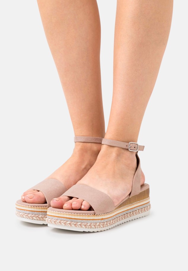 Rabbit/Silk/Peanut Gabor Platform Sandals