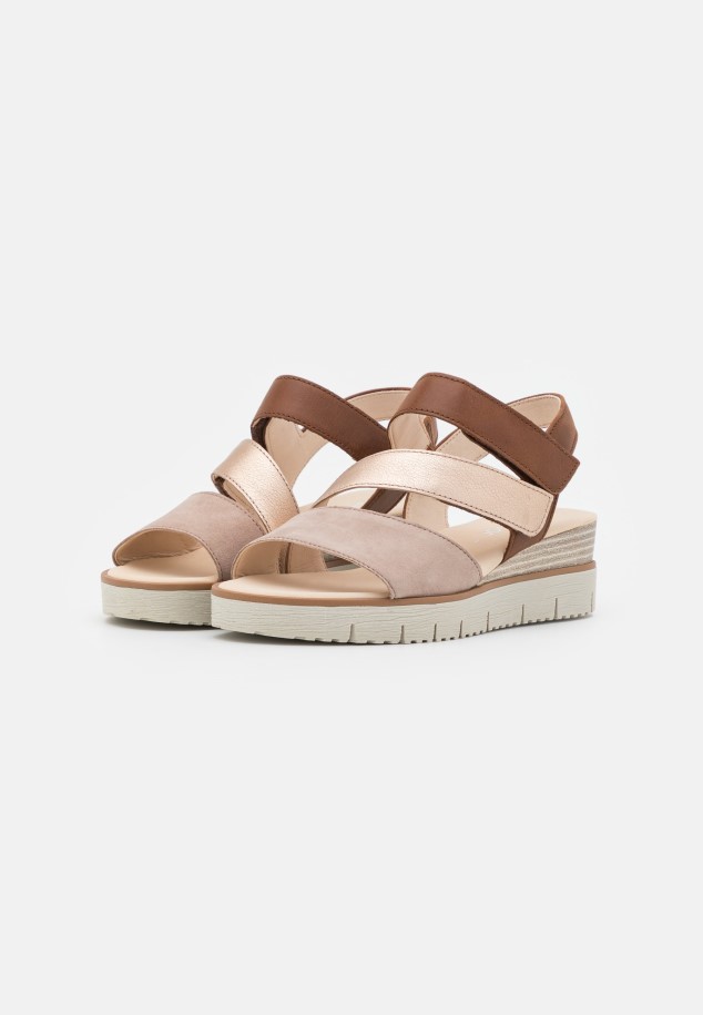 Rabbit/Silk/Peanut Gabor Platform Sandals