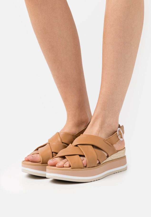 Rabbit/Silk/Peanut Gabor Platform Sandals