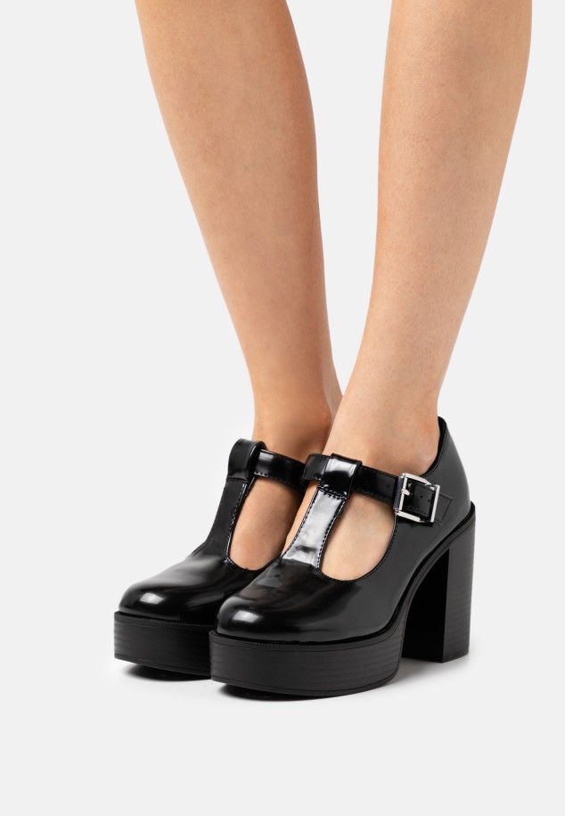 Black Gabor Wedge Close Toe - Platform Heels