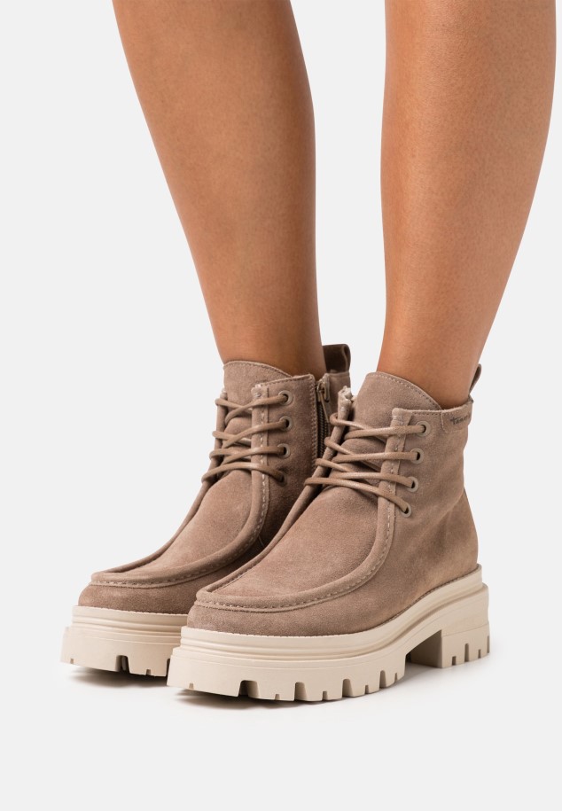 Gabor Dark Rose/Panna Lace-Up Ankle Boots