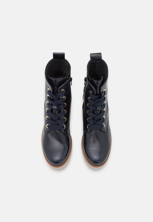 Dark Blue Lace-Up Ankle Boots Gabor