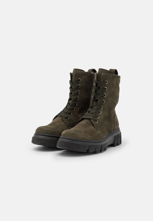 Green Army Lace-Up Ankle Boots Gabor