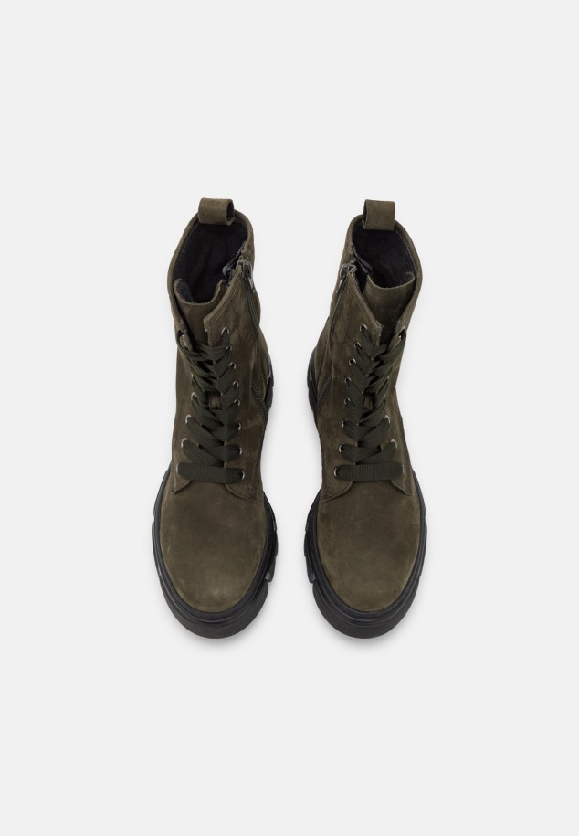 Green Army Lace-Up Ankle Boots Gabor