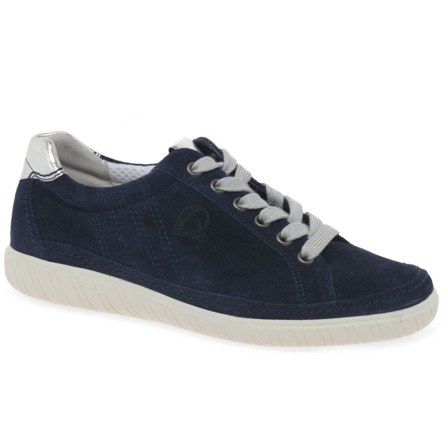 Amulet Womens Wide Fit Sneakers Gabor Marine Suede/Argento