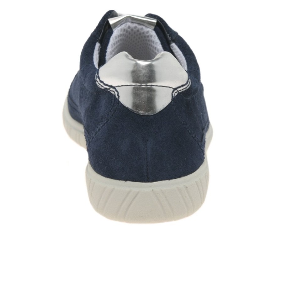 Amulet Womens Wide Fit Sneakers Gabor Marine Suede/Argento