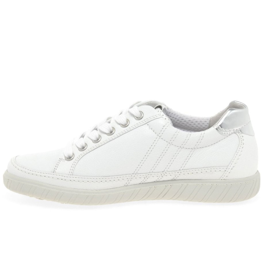Amulet Womens Wide Fit Sneakers Gabor White/Argento