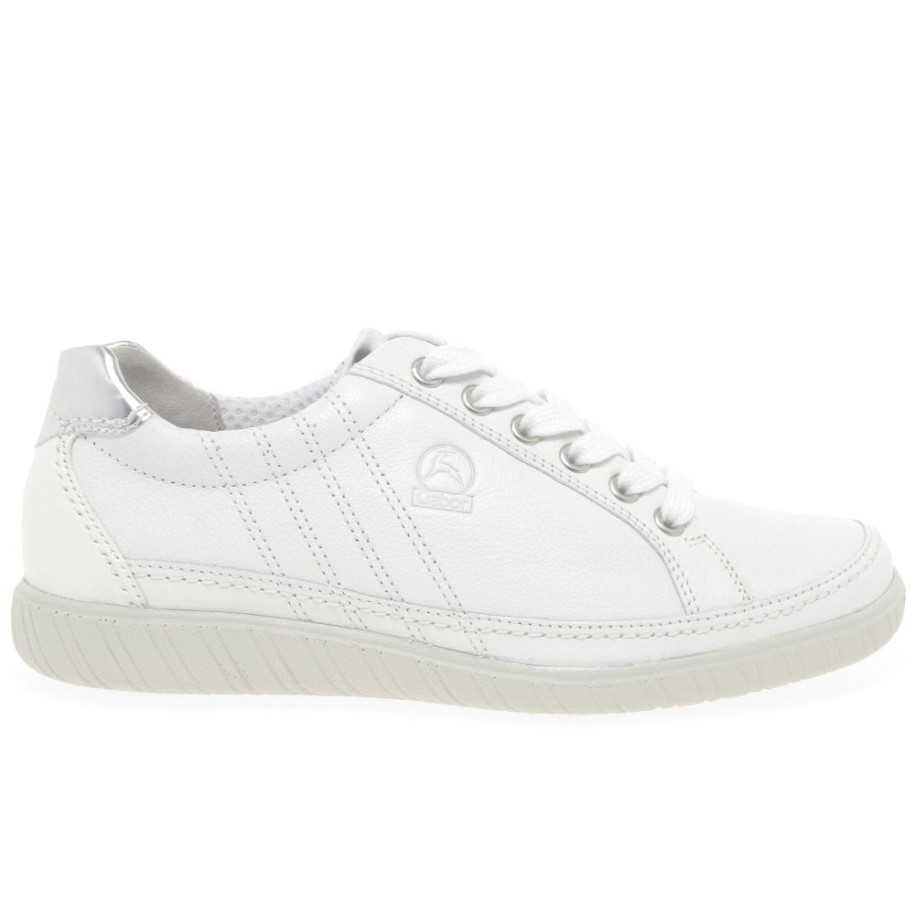 Amulet Womens Wide Fit Sneakers Gabor White/Argento
