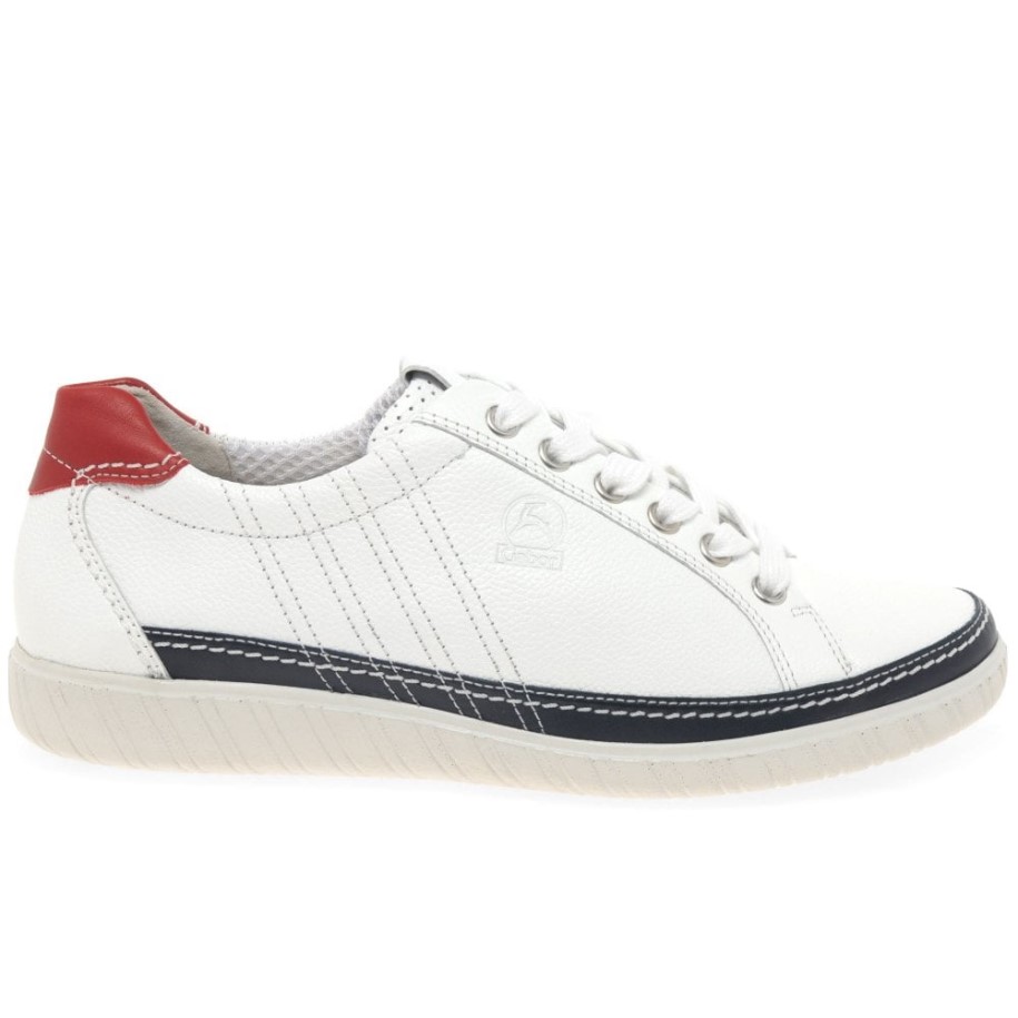 Amulet Womens Wide Fit Sneakers White/Navy/Red Gabor