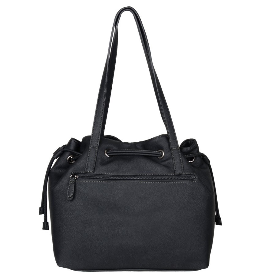 Black Print Gabor Malu Drawstring Womens Shoulder Bag