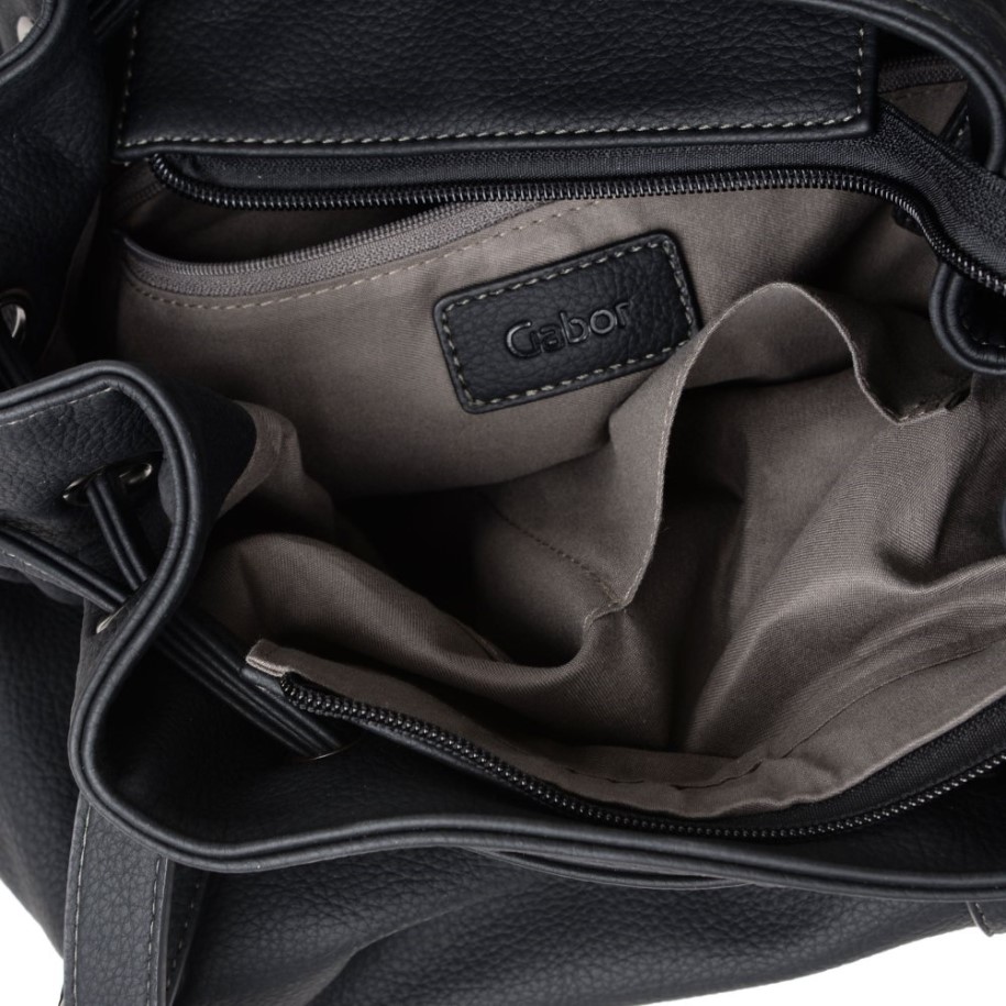 Black Print Gabor Malu Drawstring Womens Shoulder Bag