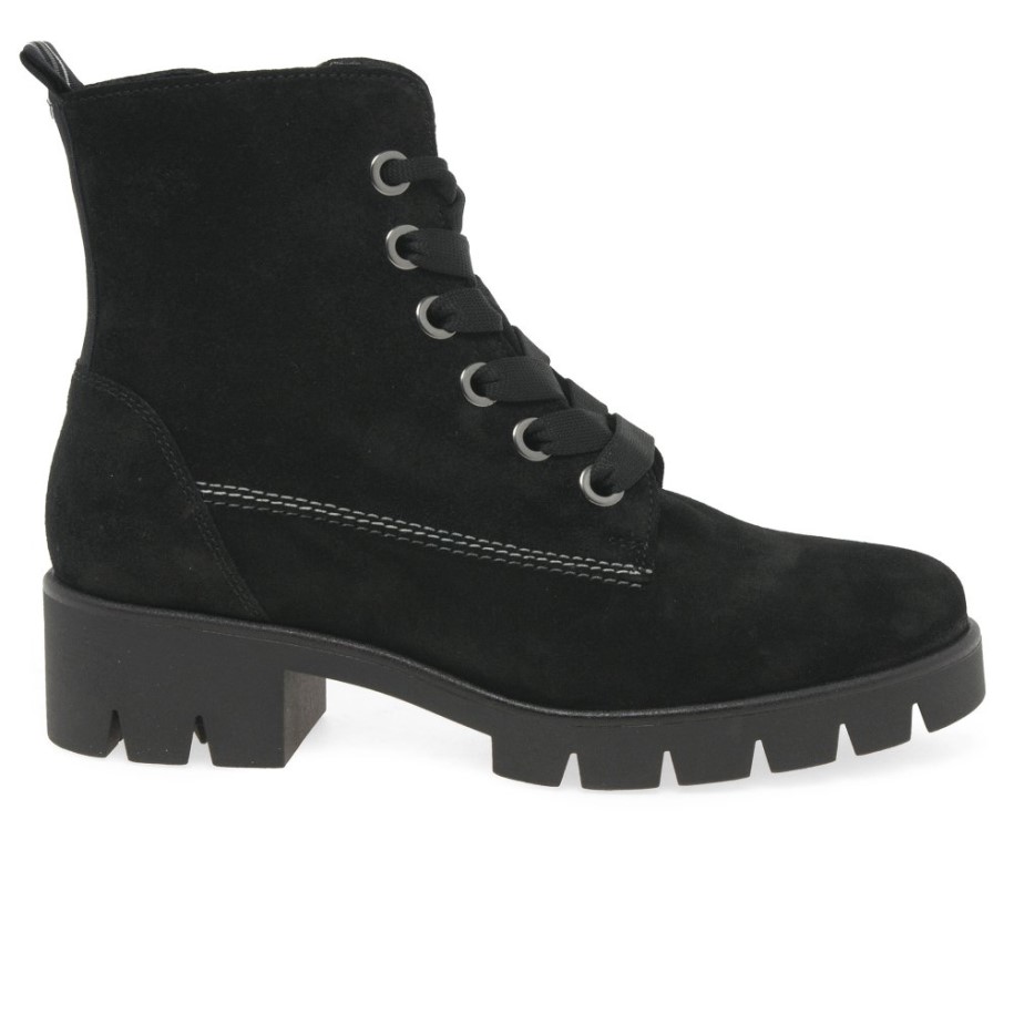 Black Suede Gabor Baccara Womens Fashion Ankle Boots