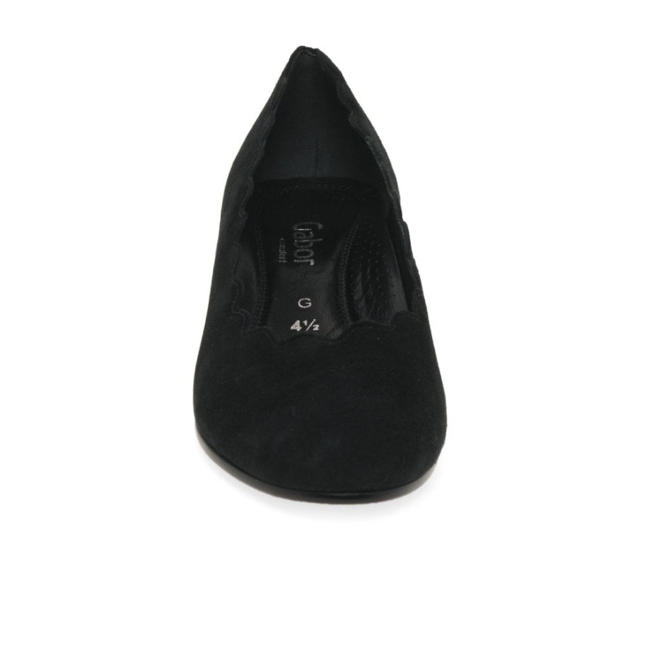 Black Suede Gabor Gigi Womens Court Shoes