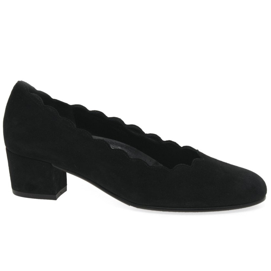 Black Suede Gabor Gigi Womens Court Shoes