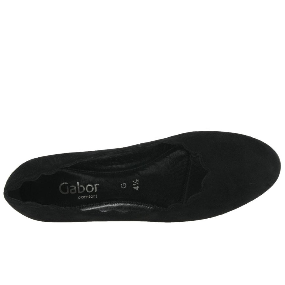 Black Suede Gabor Gigi Womens Court Shoes