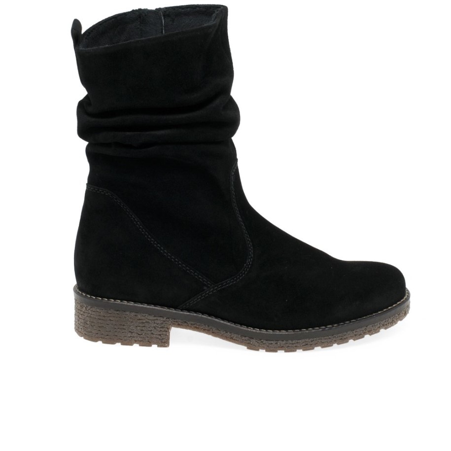 Black Suede Gabor Mya Womens Ankle Boots