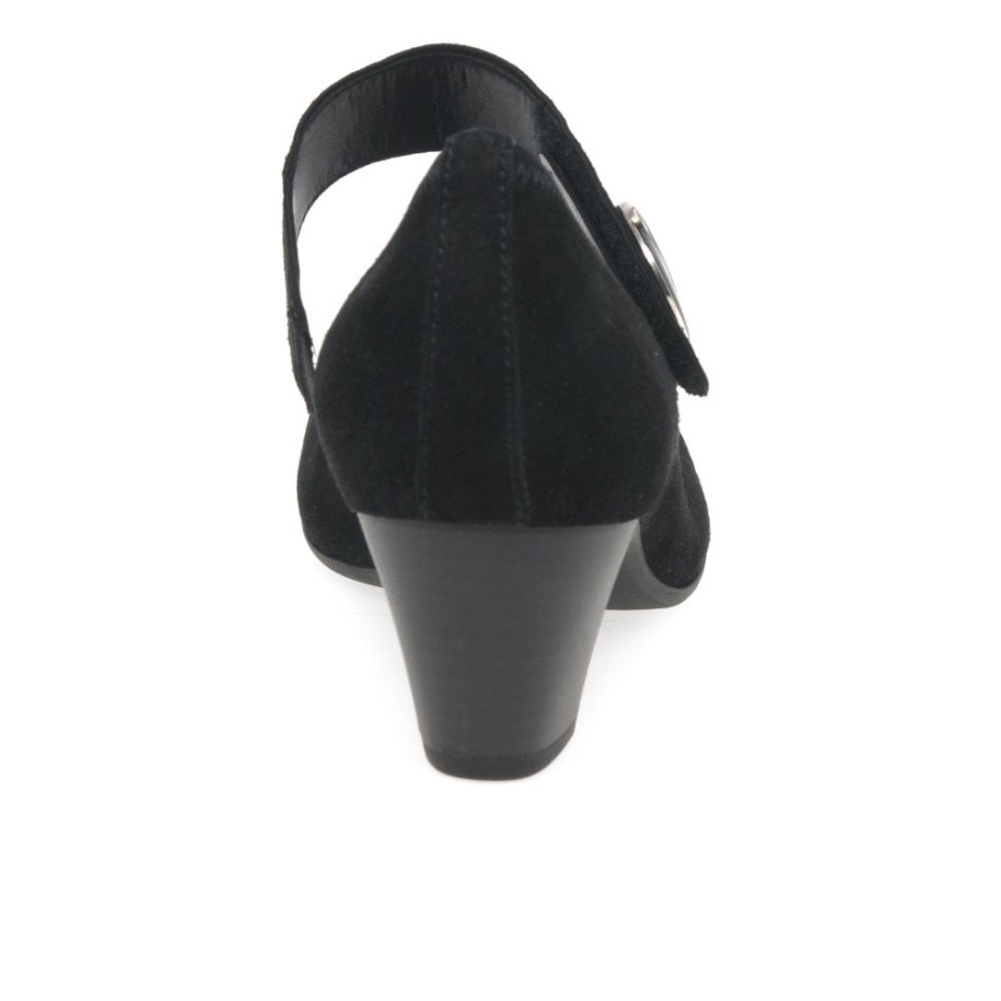 Black Suede Gabor Nola Womens Mary Jane Court Shoes