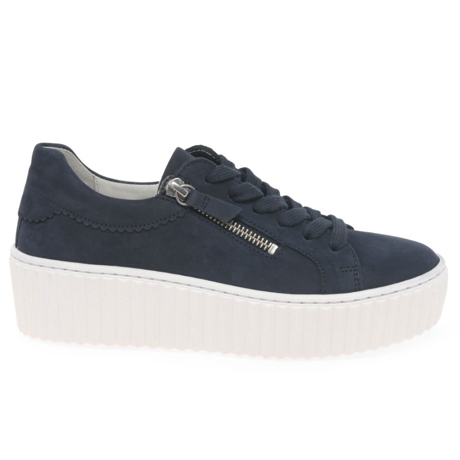 Blue Nubuck Gabor Dolly Ladies Trainers