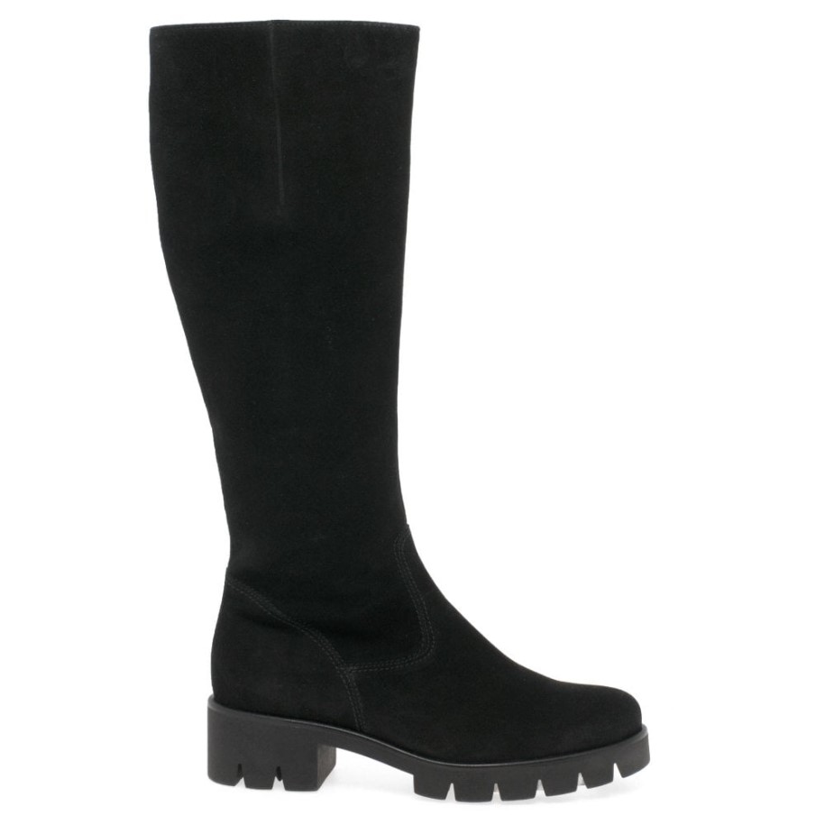 Bram( M) Womens Long Boots in Black Nubuck Gabor