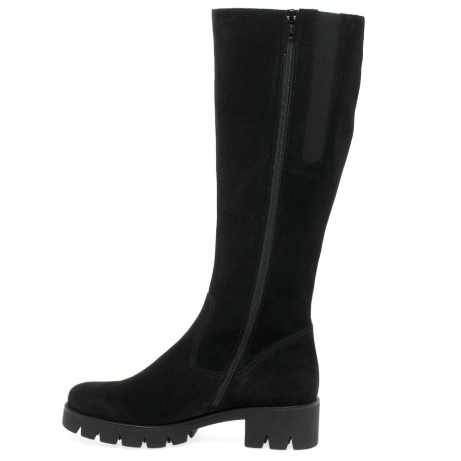 Bram( M) Womens Long Boots in Black Nubuck Gabor