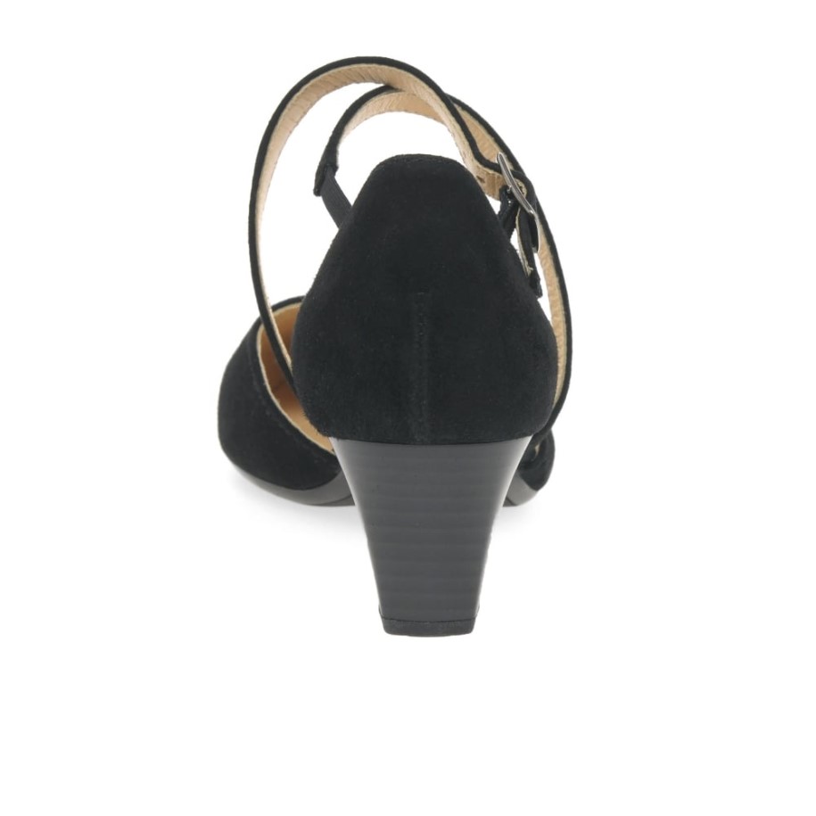 Callow Womens Modern Cross Strap Court Shoes Gabor Black Suede