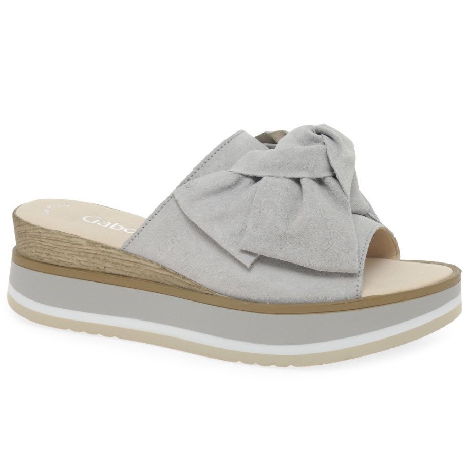 Clinton Ladies Mule Sandals Gabor Light Grey Suede