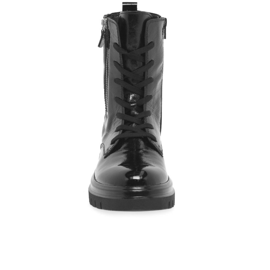 Cottage Ladies Biker Boots Black Patent Gabor