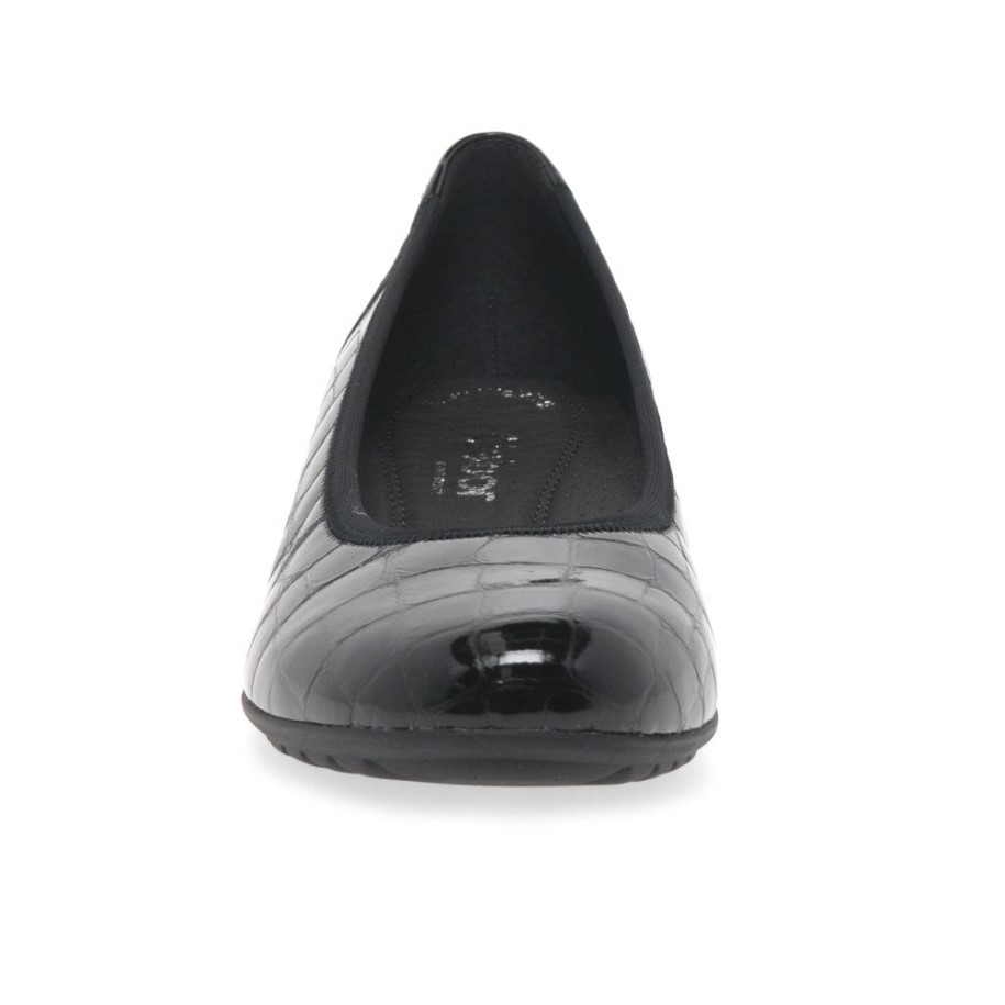 Gabor Black Croc Patent Splash Womens Casual Ballet Pumps