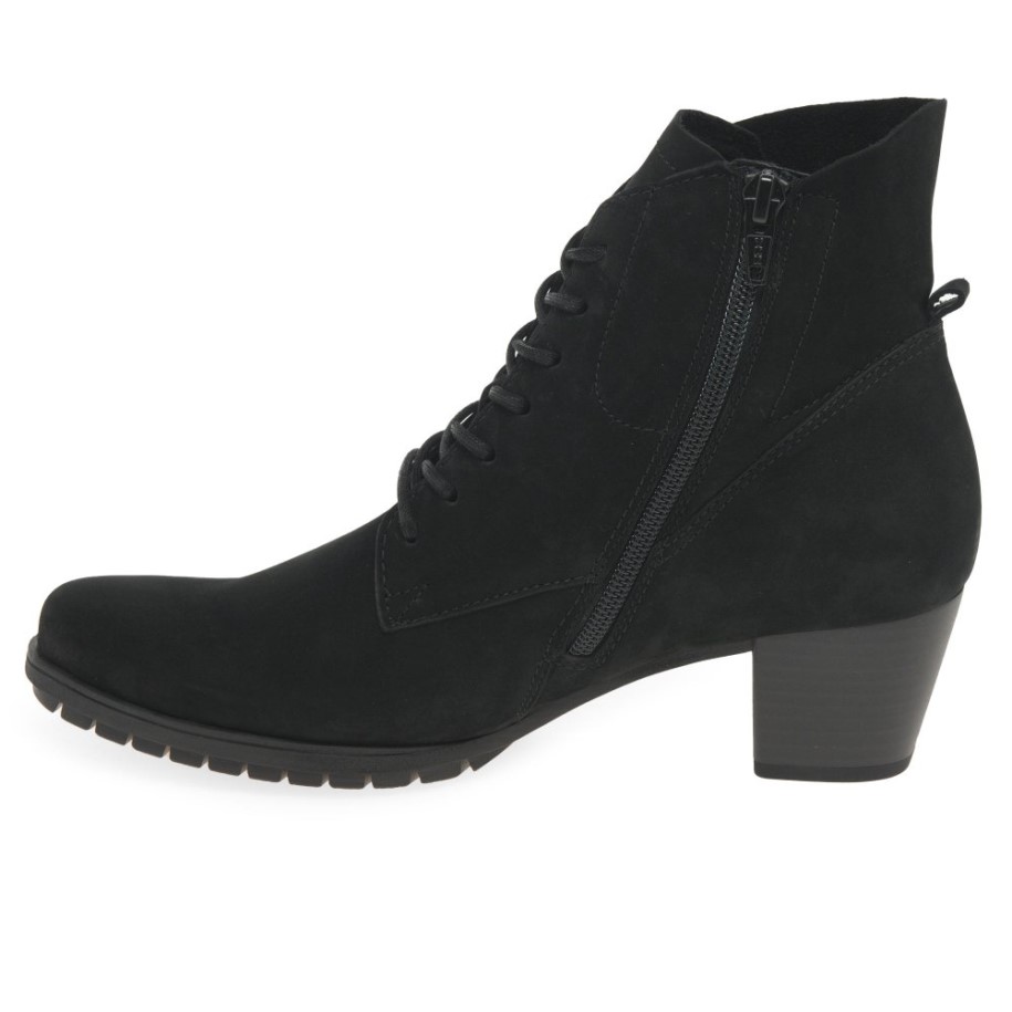 Gabor Black Nubuck Optimum Ladies Ankle Boots