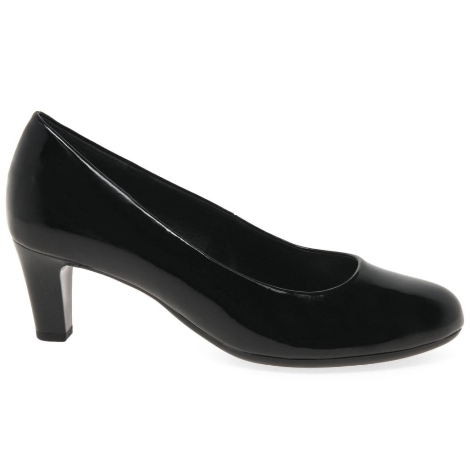 Gabor Black Patent Nesta I I Womens Court Shoes