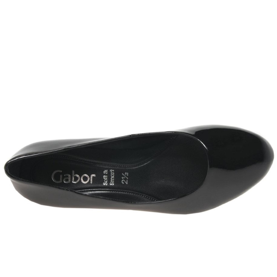Gabor Black Patent Nesta I I Womens Court Shoes