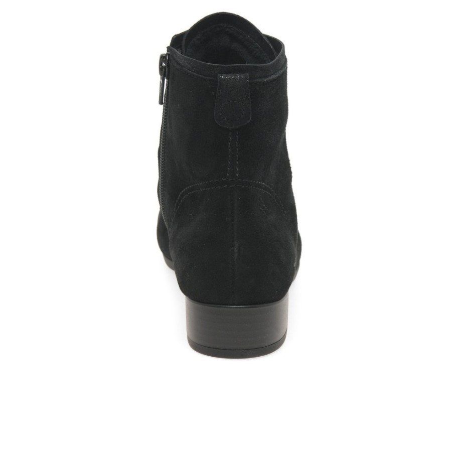 Gabor Black Suede Boat Womens Ankle Boots