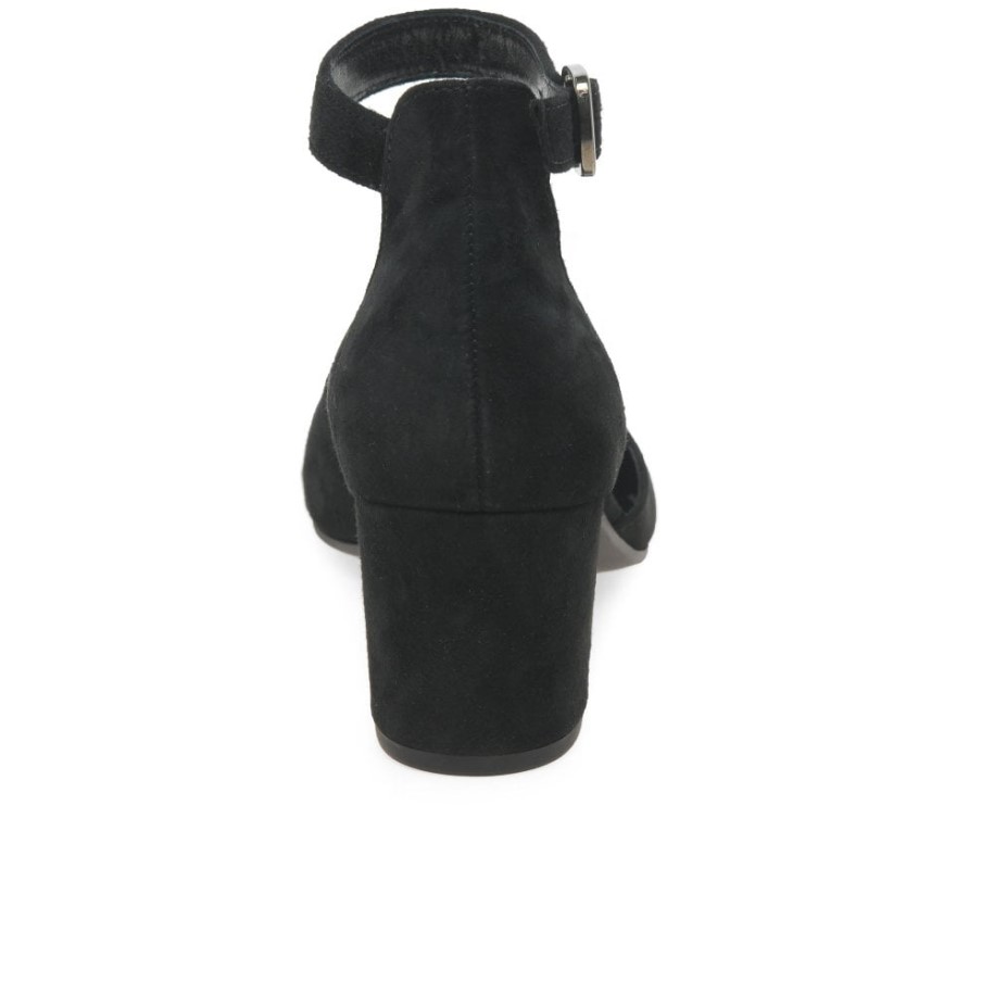 Gabor Black Suede Gala Womens Open Court Shoes